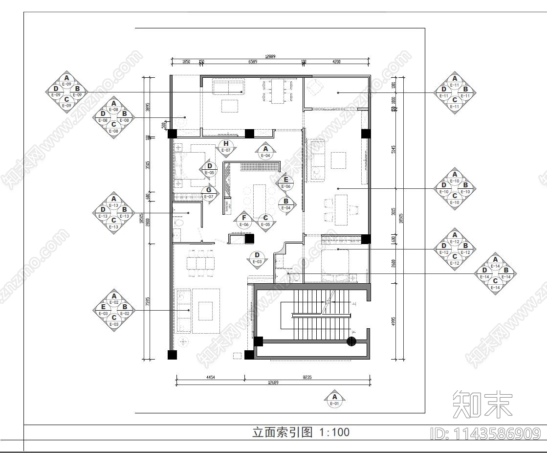 索菲亚定制家具展厅cad施工图下载【ID:1143586909】