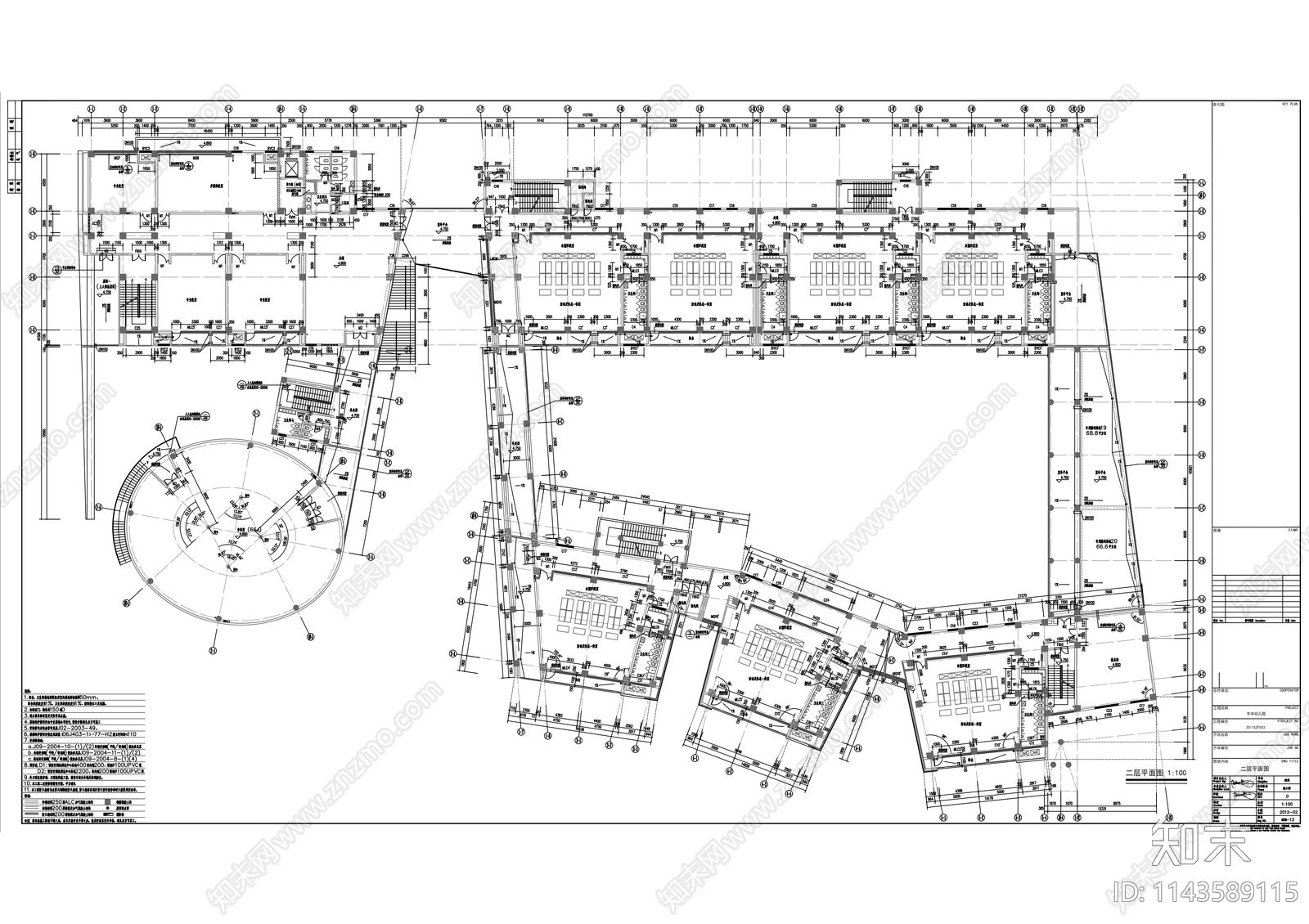 年丰幼儿园建筑cad施工图下载【ID:1143589115】