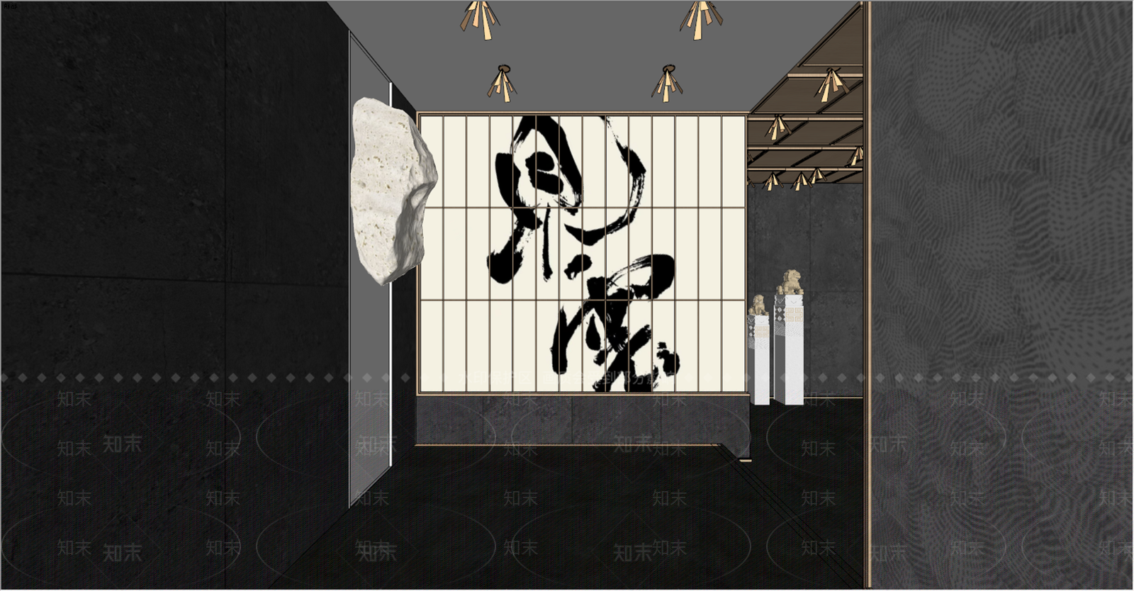 中式会所玄关SU模型下载【ID:1143590900】