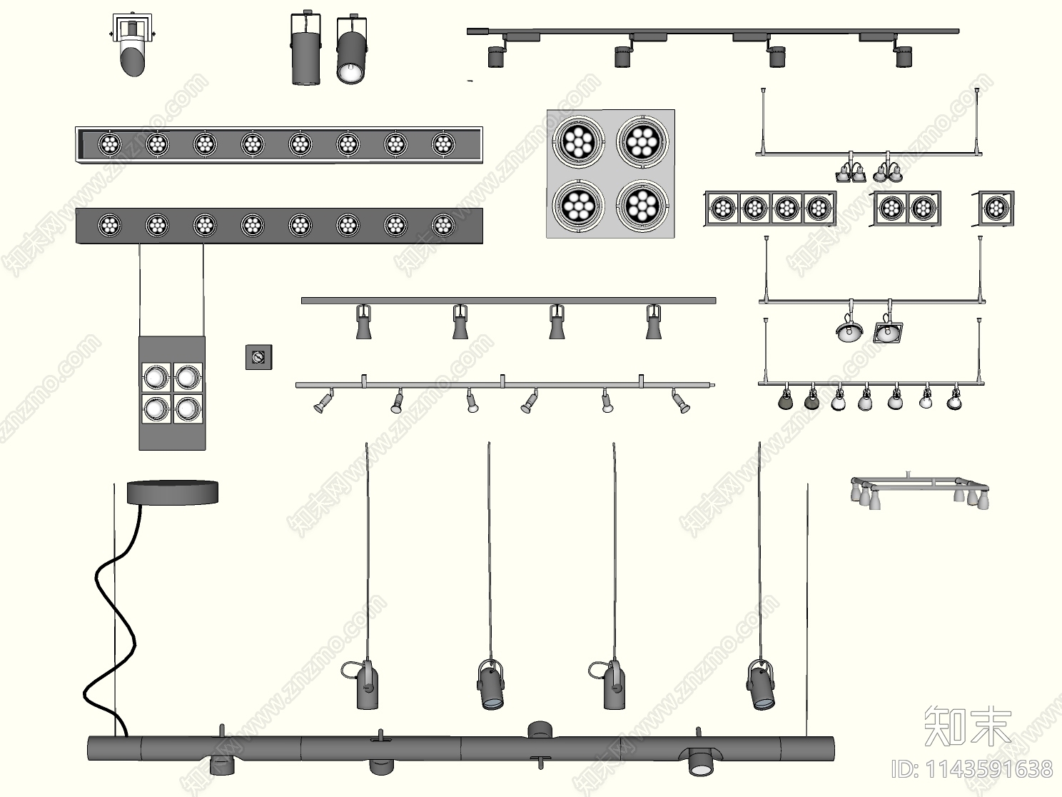 现代线型灯SU模型下载【ID:1143591638】