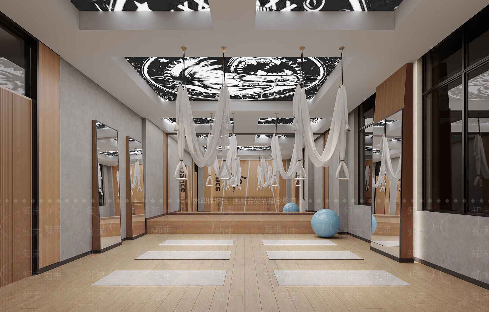健身房舞蹈瑜伽室3D模型下载【ID:1143595024】
