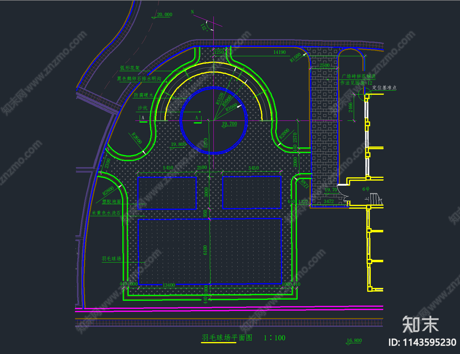 24套羽毛球场运动场体育馆cad施工图下载【ID:1143595230】