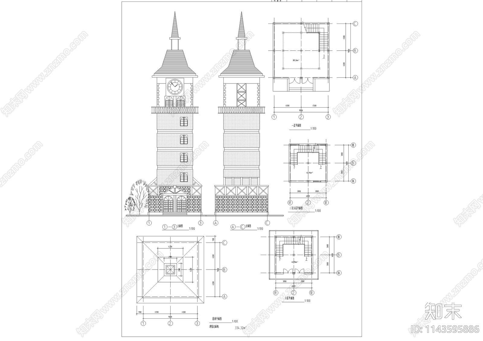 欧式风情小镇建筑cad施工图下载【ID:1143595886】