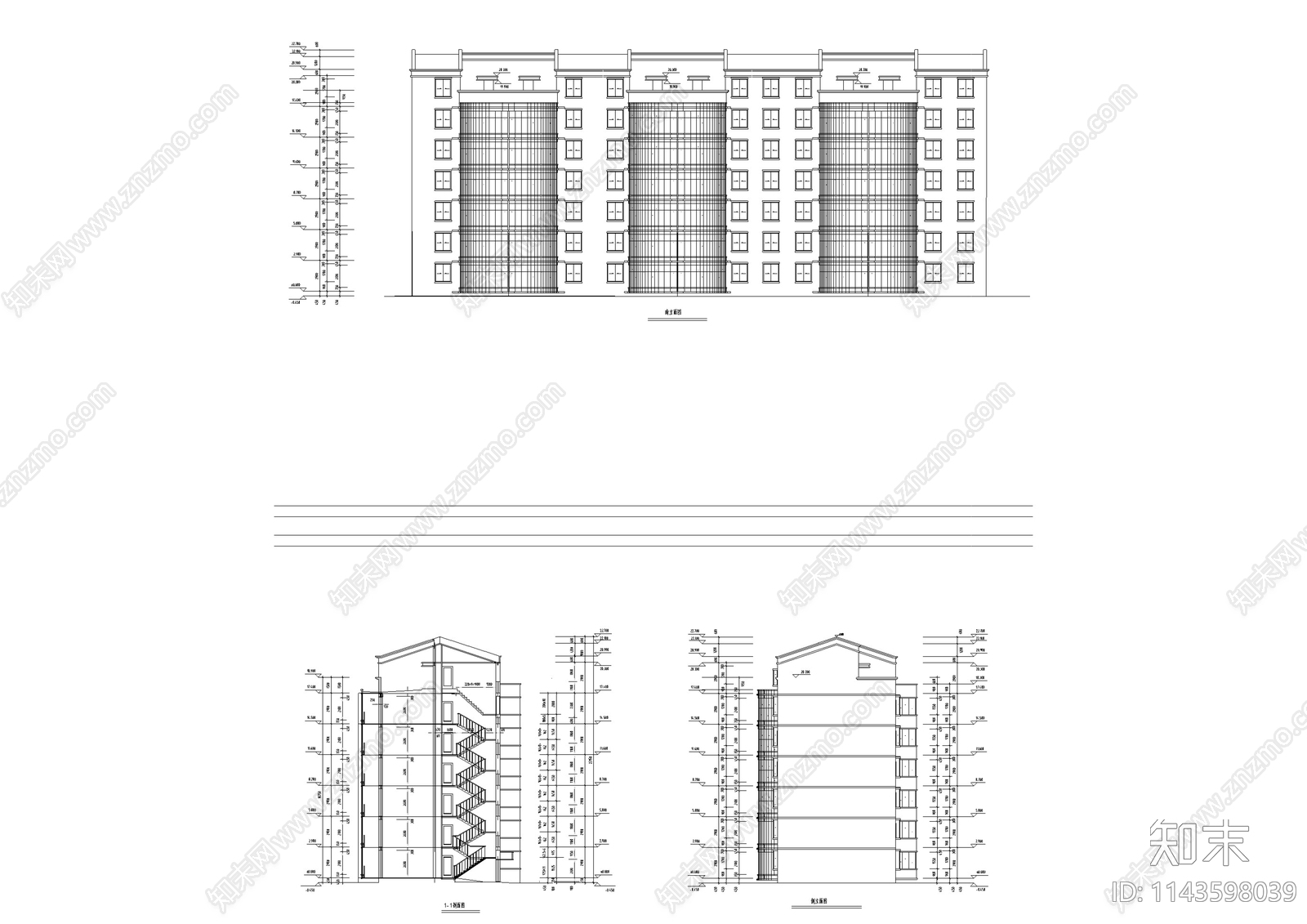 教师公寓小区建筑cad施工图下载【ID:1143598039】