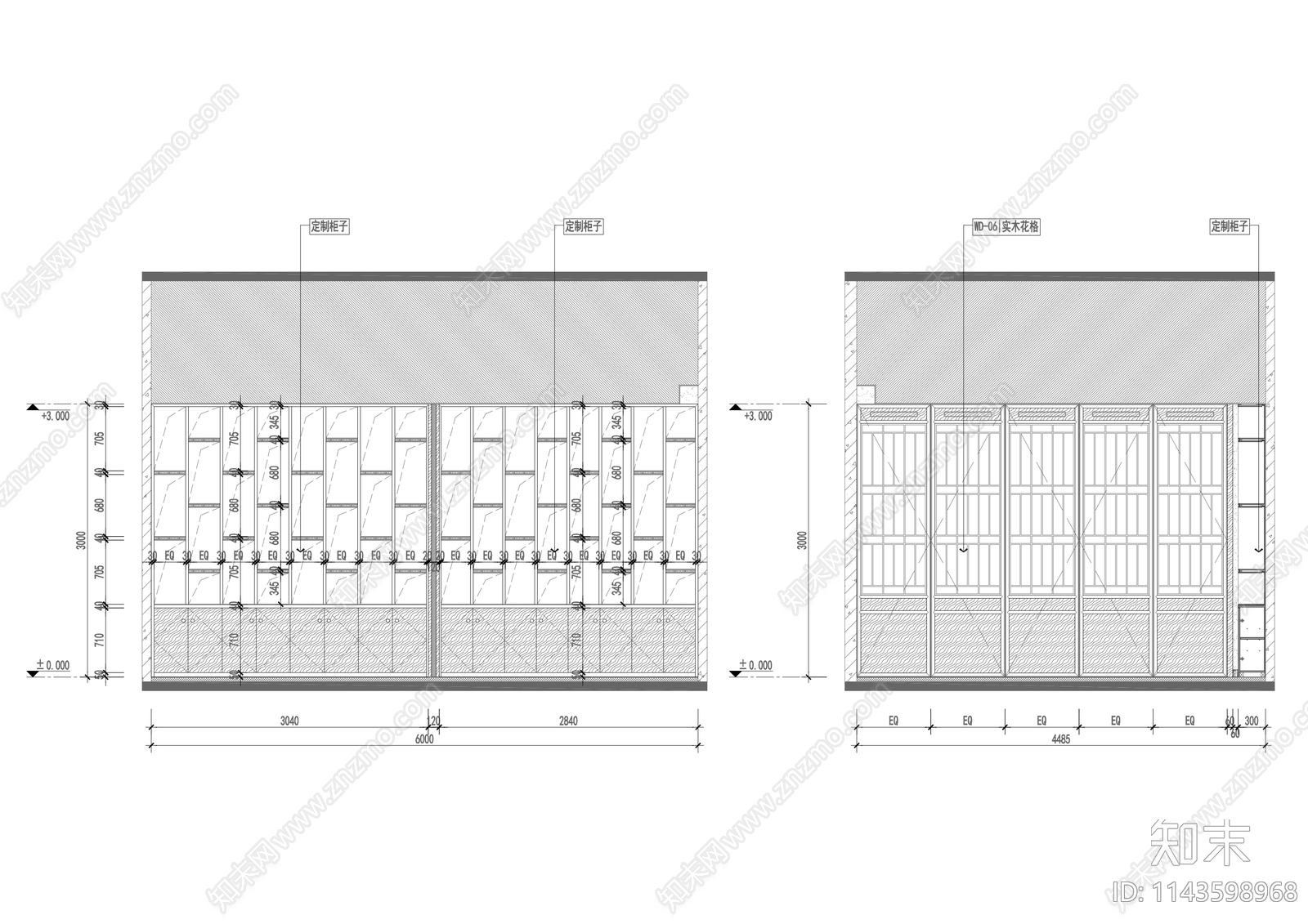 800㎡茶楼棋牌室室内装修cad施工图下载【ID:1143598968】