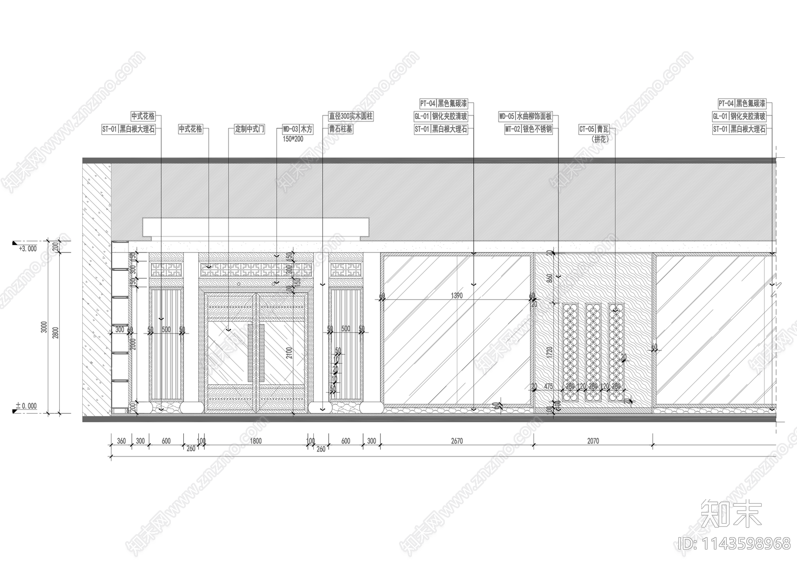 800㎡茶楼棋牌室室内装修cad施工图下载【ID:1143598968】