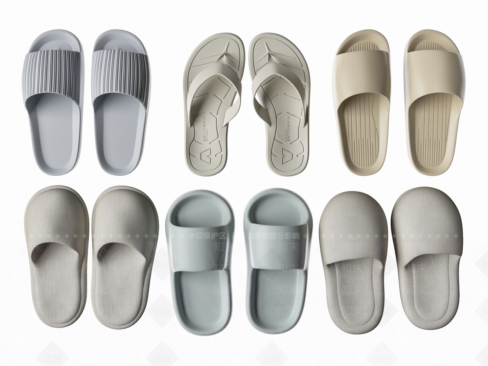 现代鞋子拖鞋3D模型下载【ID:1143601539】