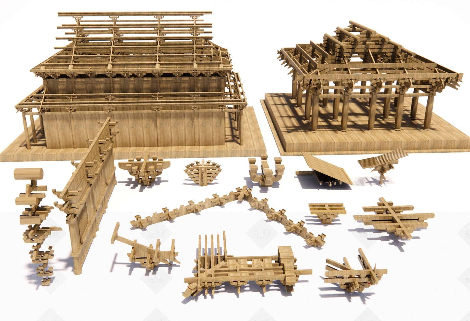 中式古建构件SU模型下载【ID:1143602091】_知末su模型网