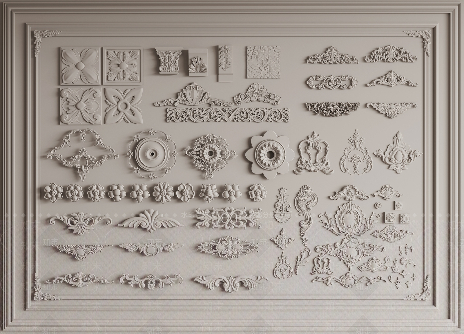 法式石膏线3D模型下载【ID:1143604613】