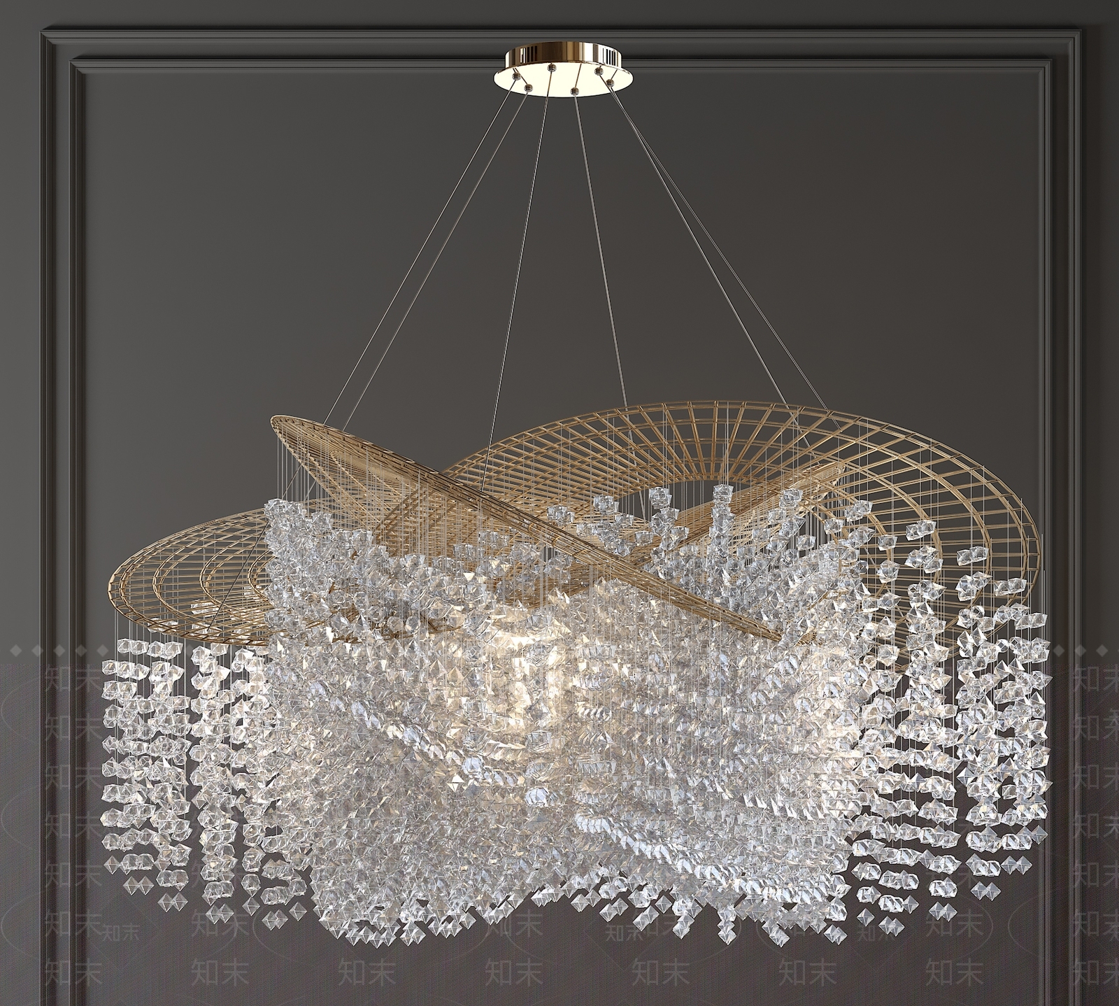 现代水晶灯3D模型下载【ID:1143608829】_知末3d模型网