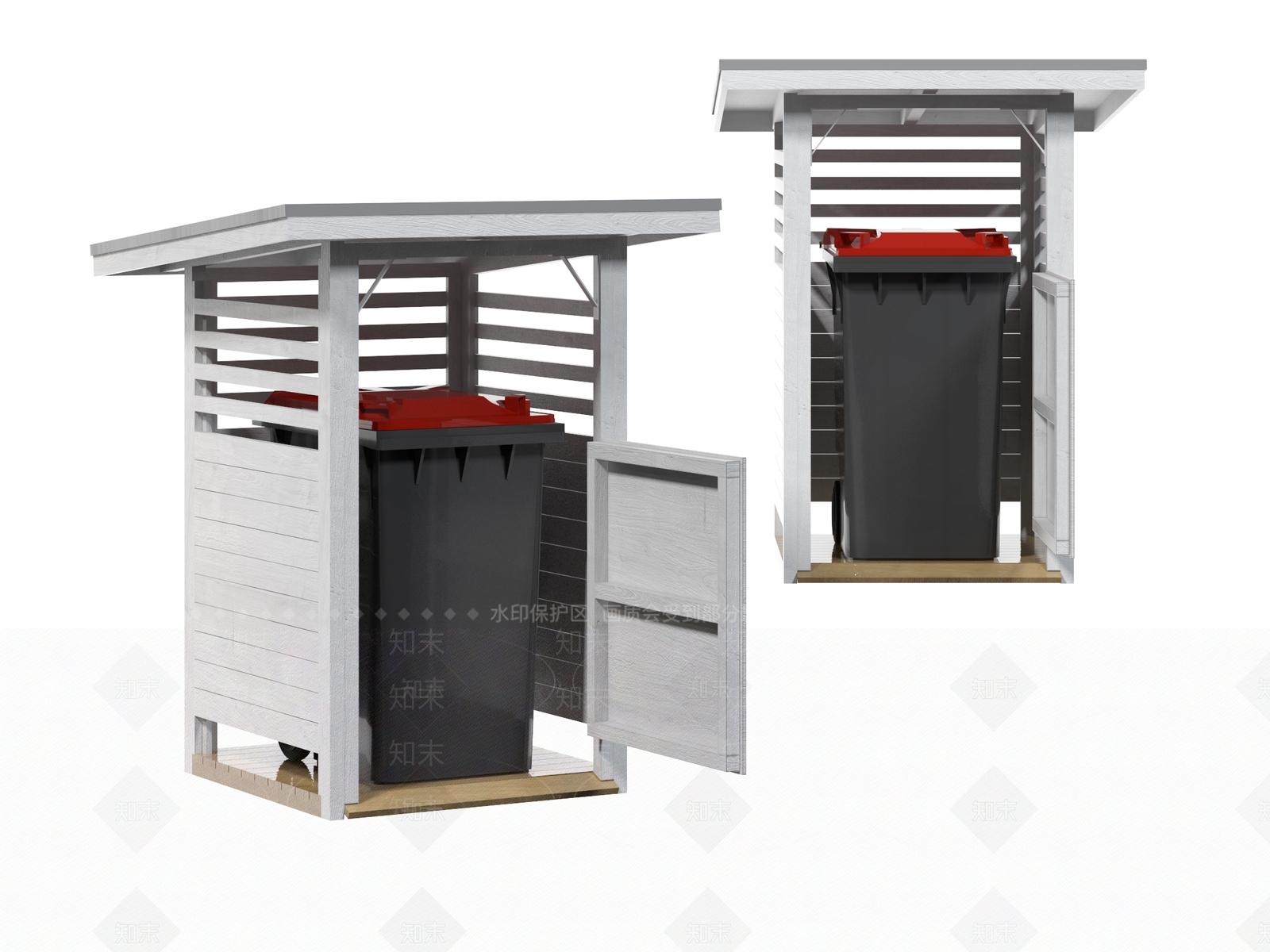 现代户外公共垃圾桶SU模型下载【ID:1154665419】