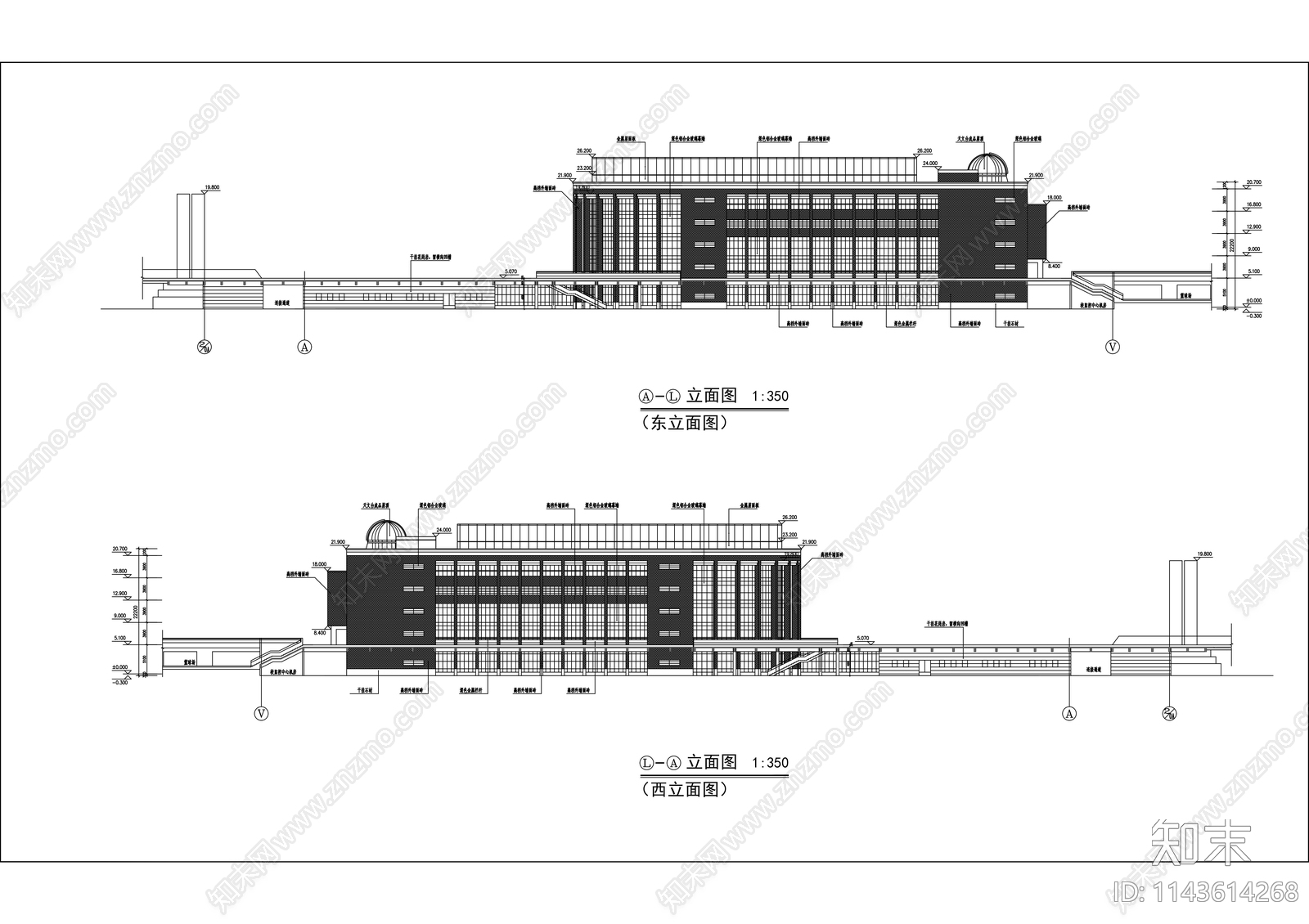 杭州高中教学楼建筑cad施工图下载【ID:1143614268】