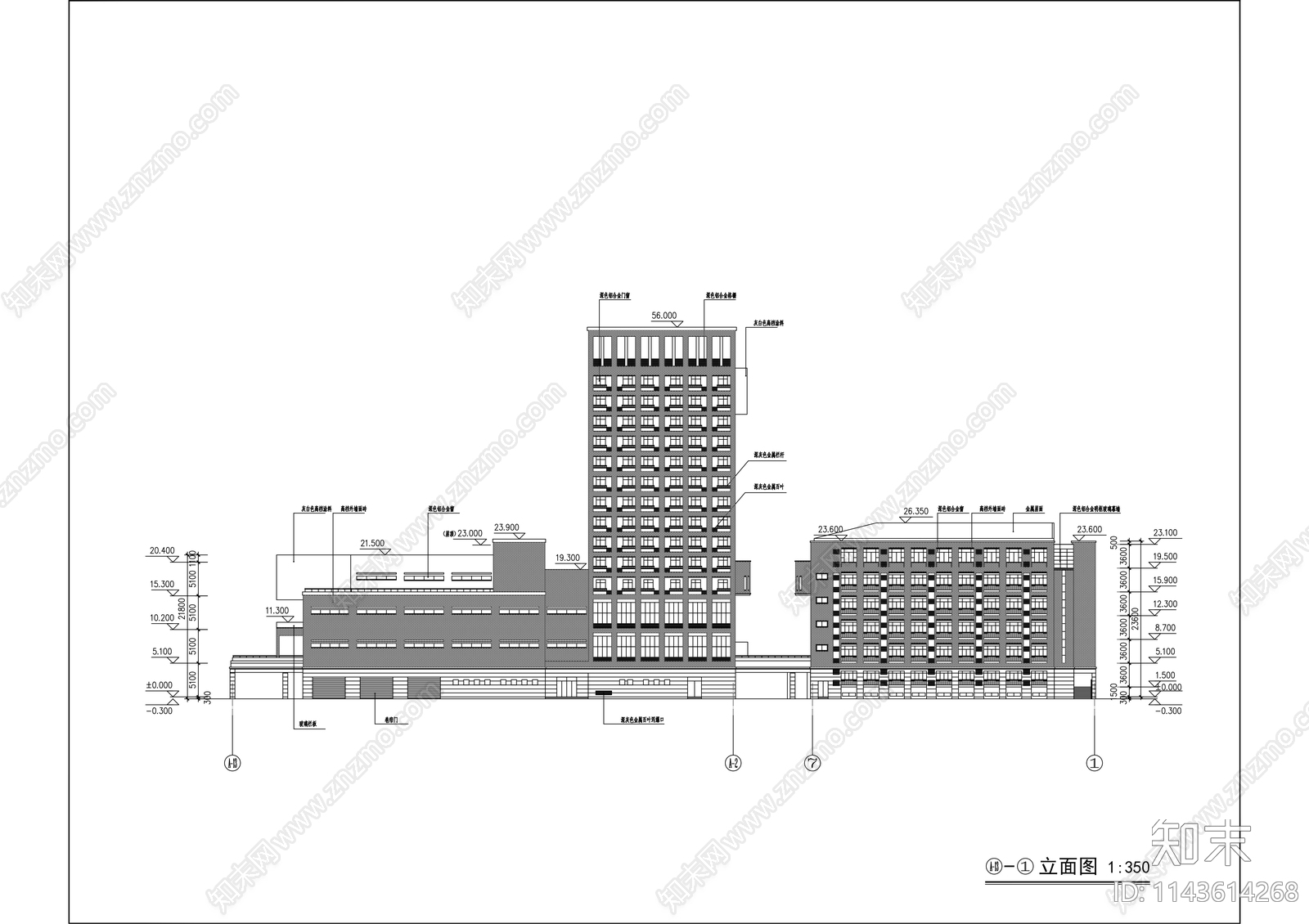 杭州高中教学楼建筑cad施工图下载【ID:1143614268】