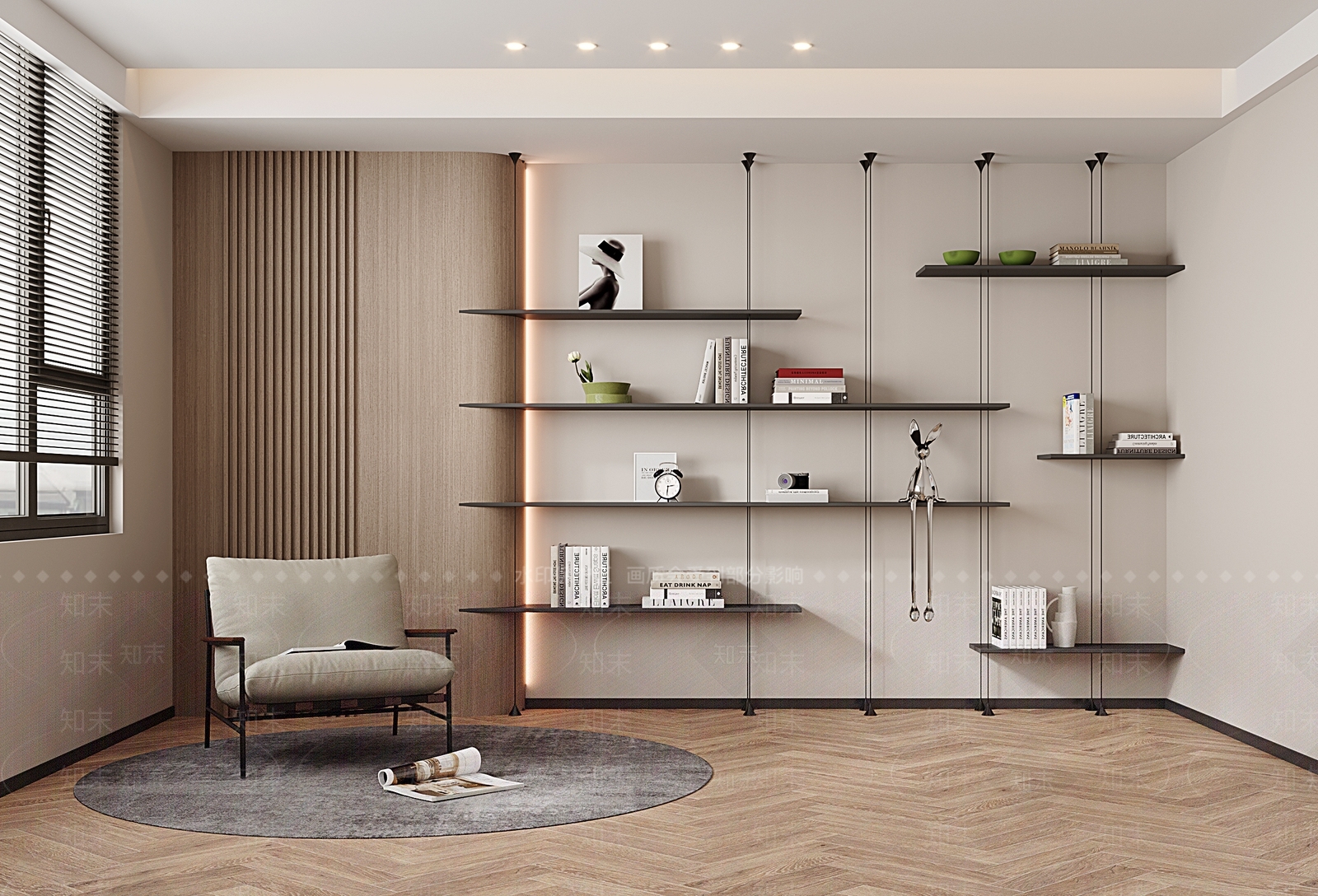 铁艺落地书架3D模型下载【ID:1143619779】