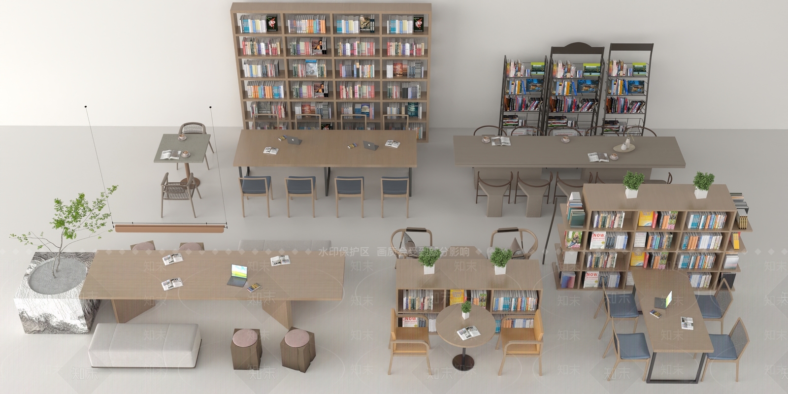 图书馆书架3D模型下载【ID:1143624140】