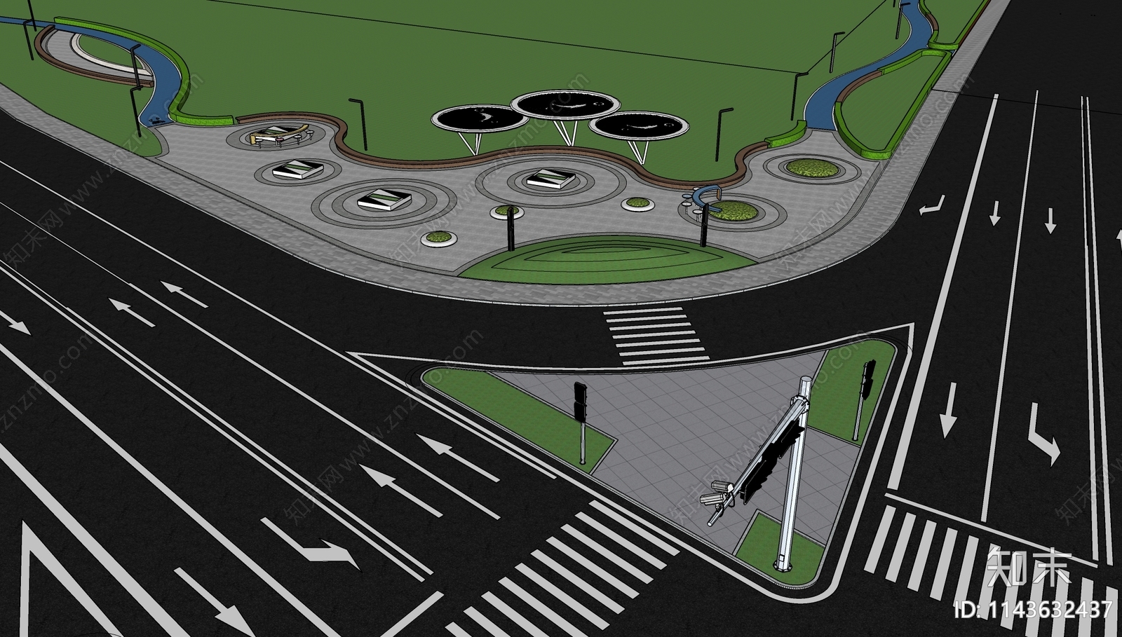 现代道路SU模型下载【ID:1143632437】