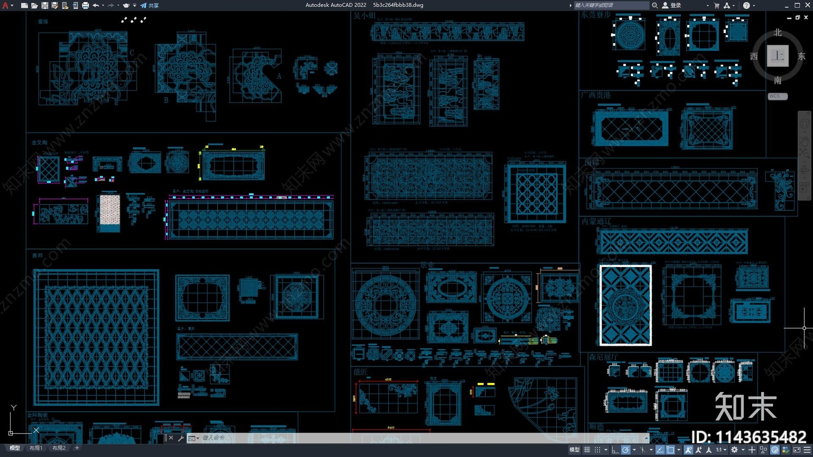 中式拼花图案cad施工图下载【ID:1143635482】