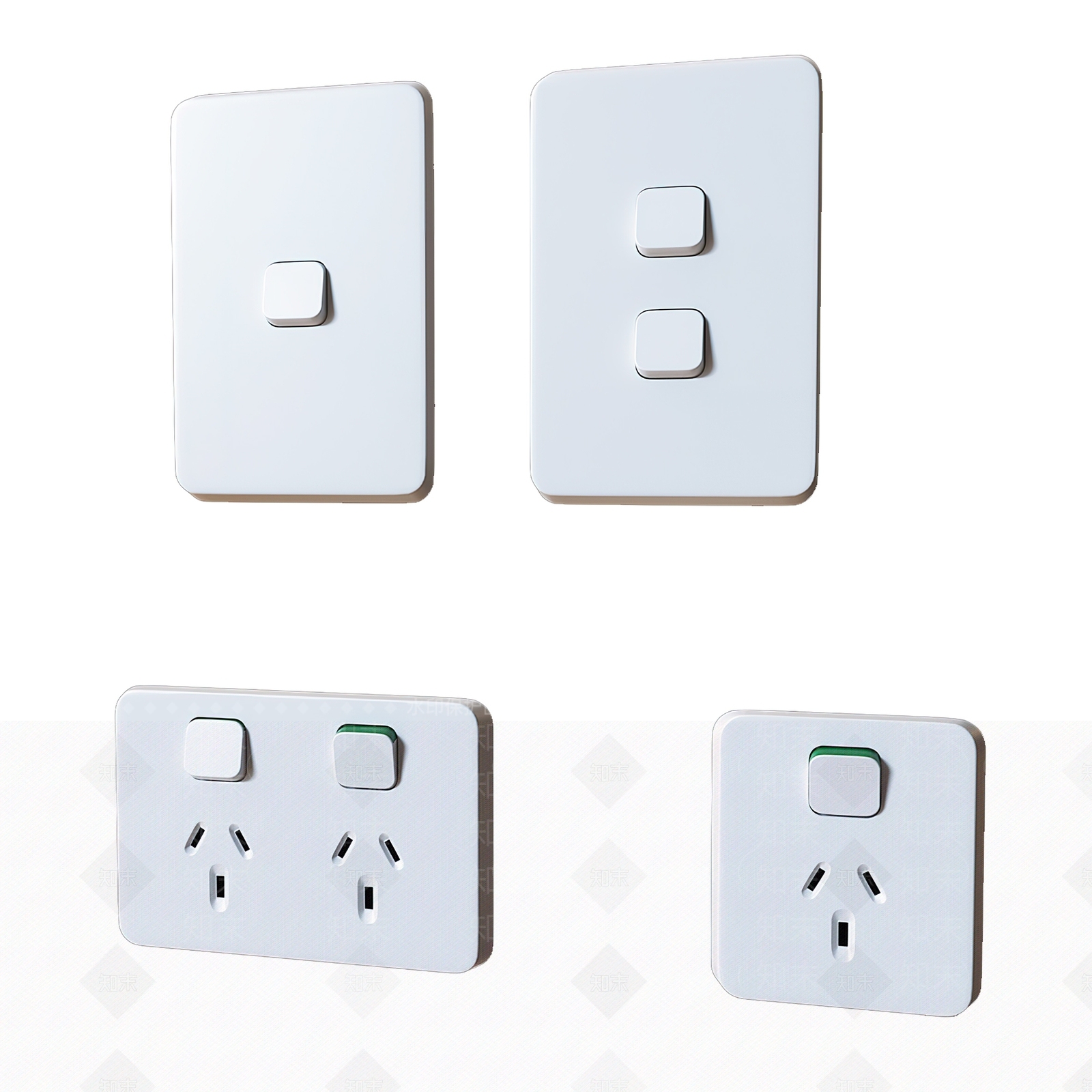 现代开关插座面板3D模型下载【ID:1143638441】