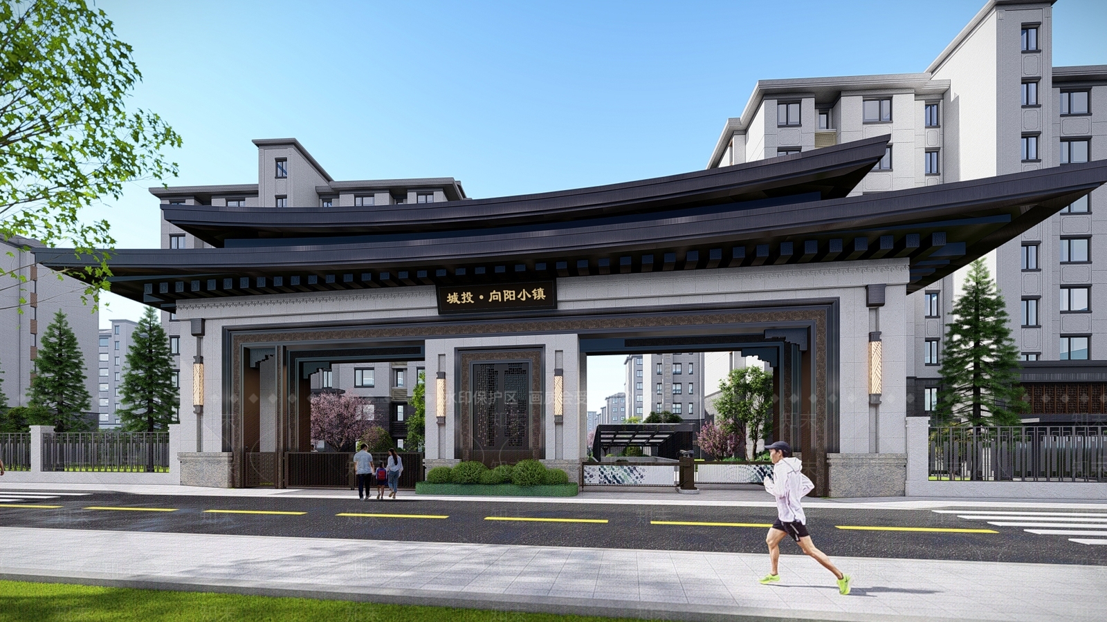 新中式景观大门SU模型下载【ID:1143642688】