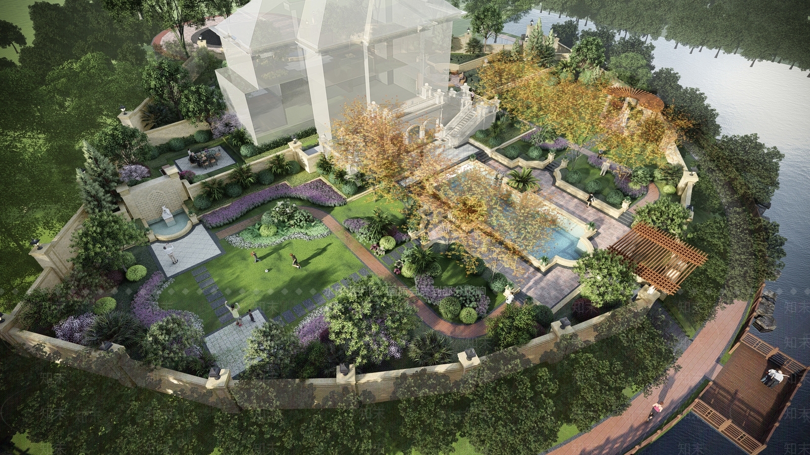 欧式庭院花园SU模型下载【ID:1143645380】