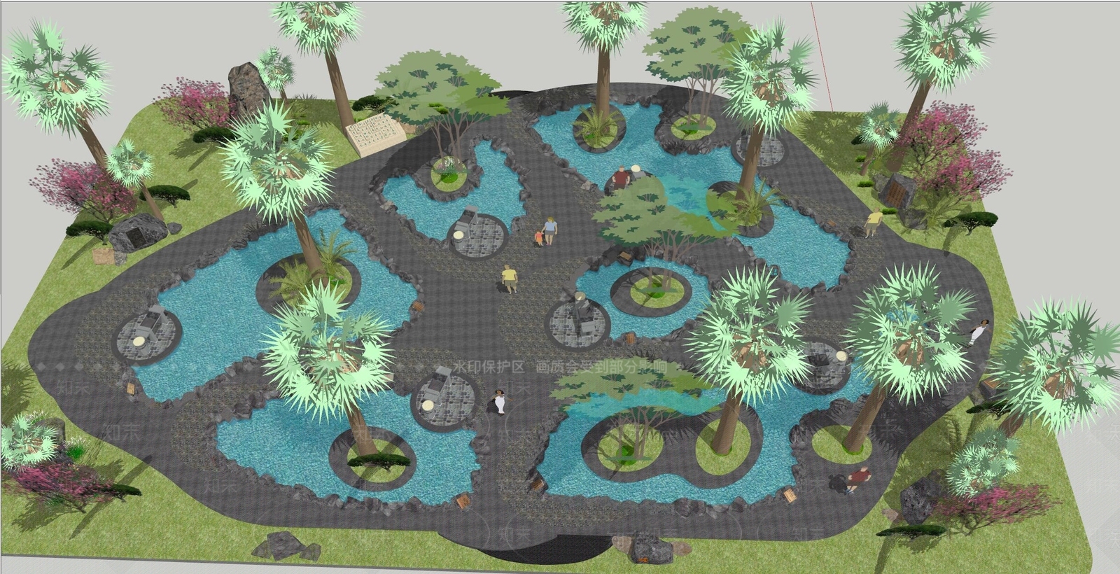 现代校园景观SU模型下载【ID:1143646577】