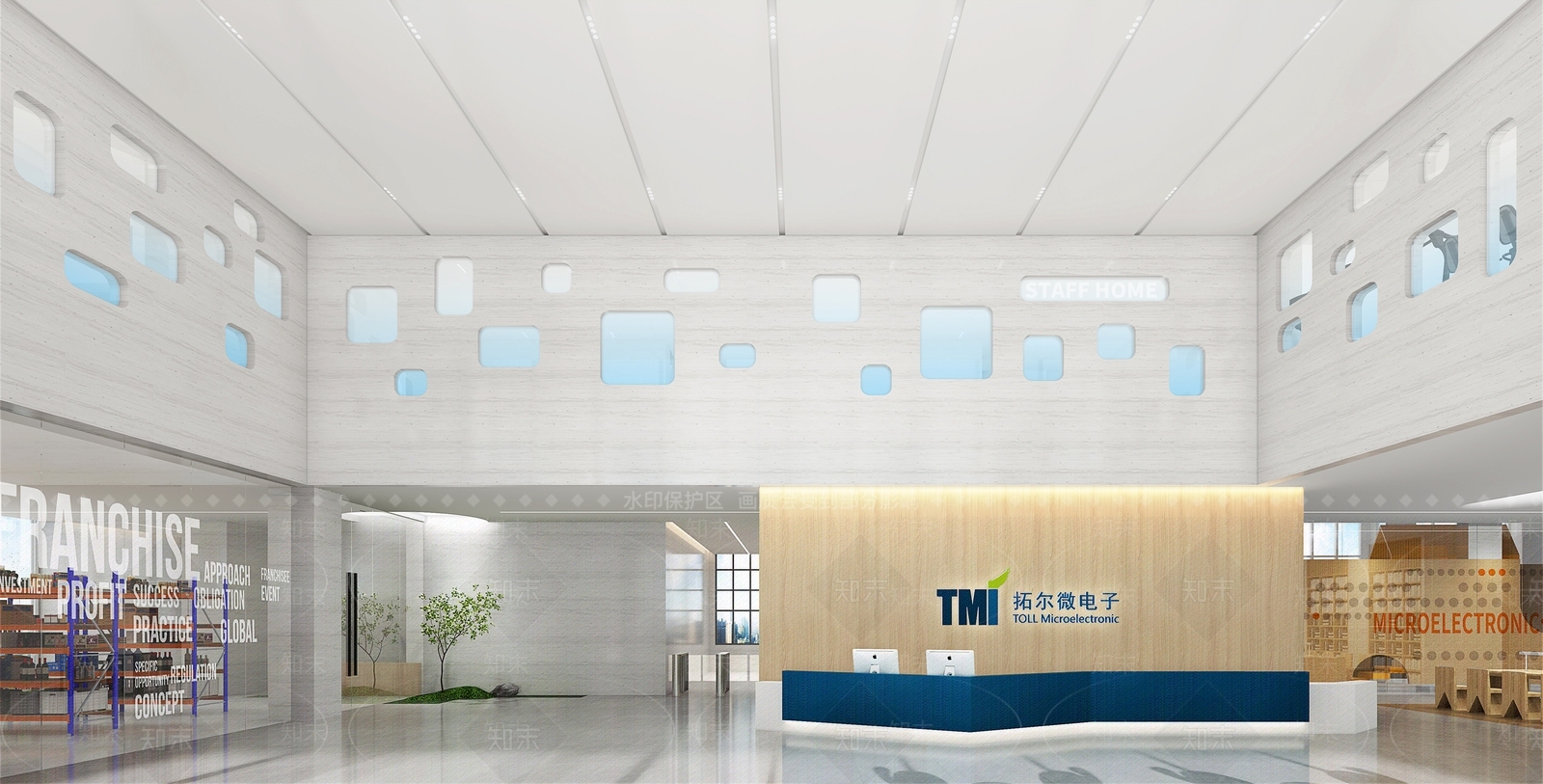 现代办公公司大堂SU模型下载【ID:1143645748】