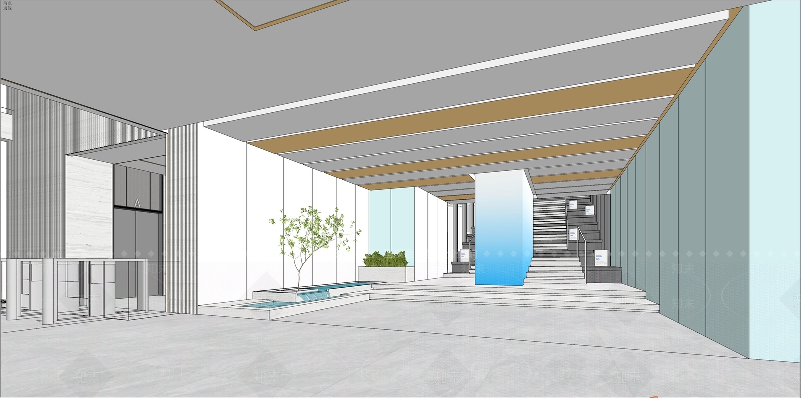 现代公司大堂SU模型下载【ID:1143738964】