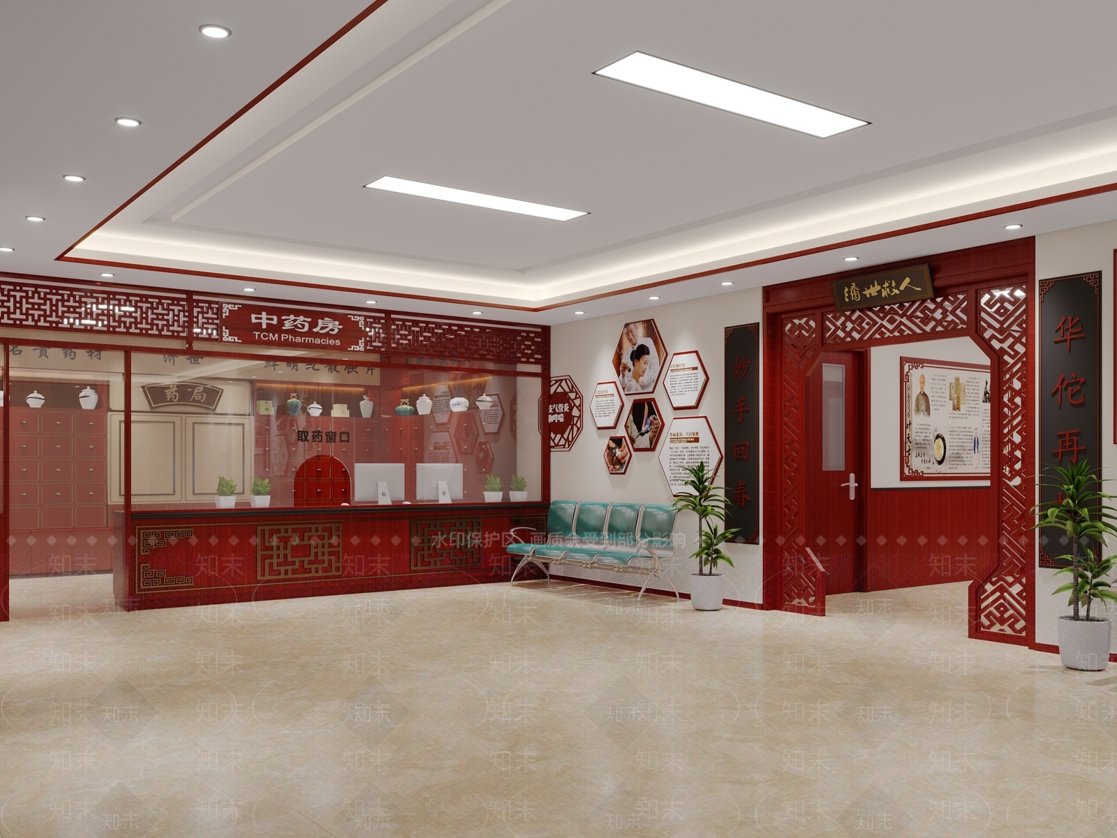 新中式中医馆医院3D模型下载【ID:1143648475】