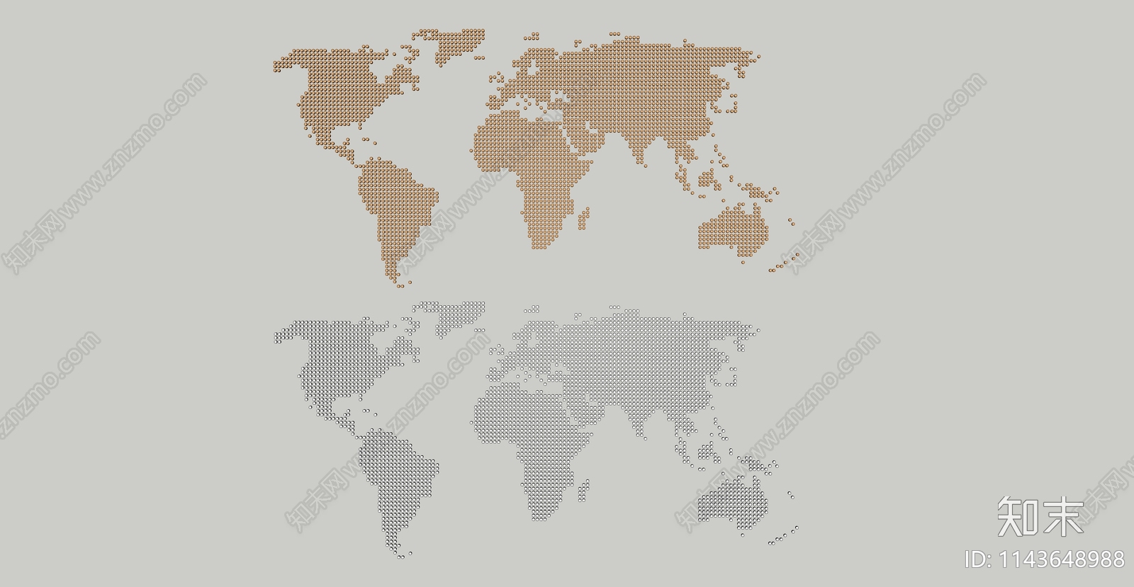 现代世界地图波点挂件SU模型下载【ID:1143648988】