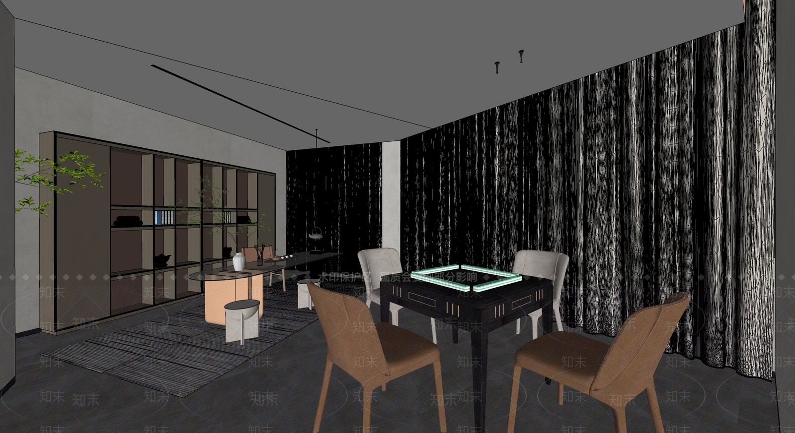 现代棋牌室SU模型下载【ID:1143649676】