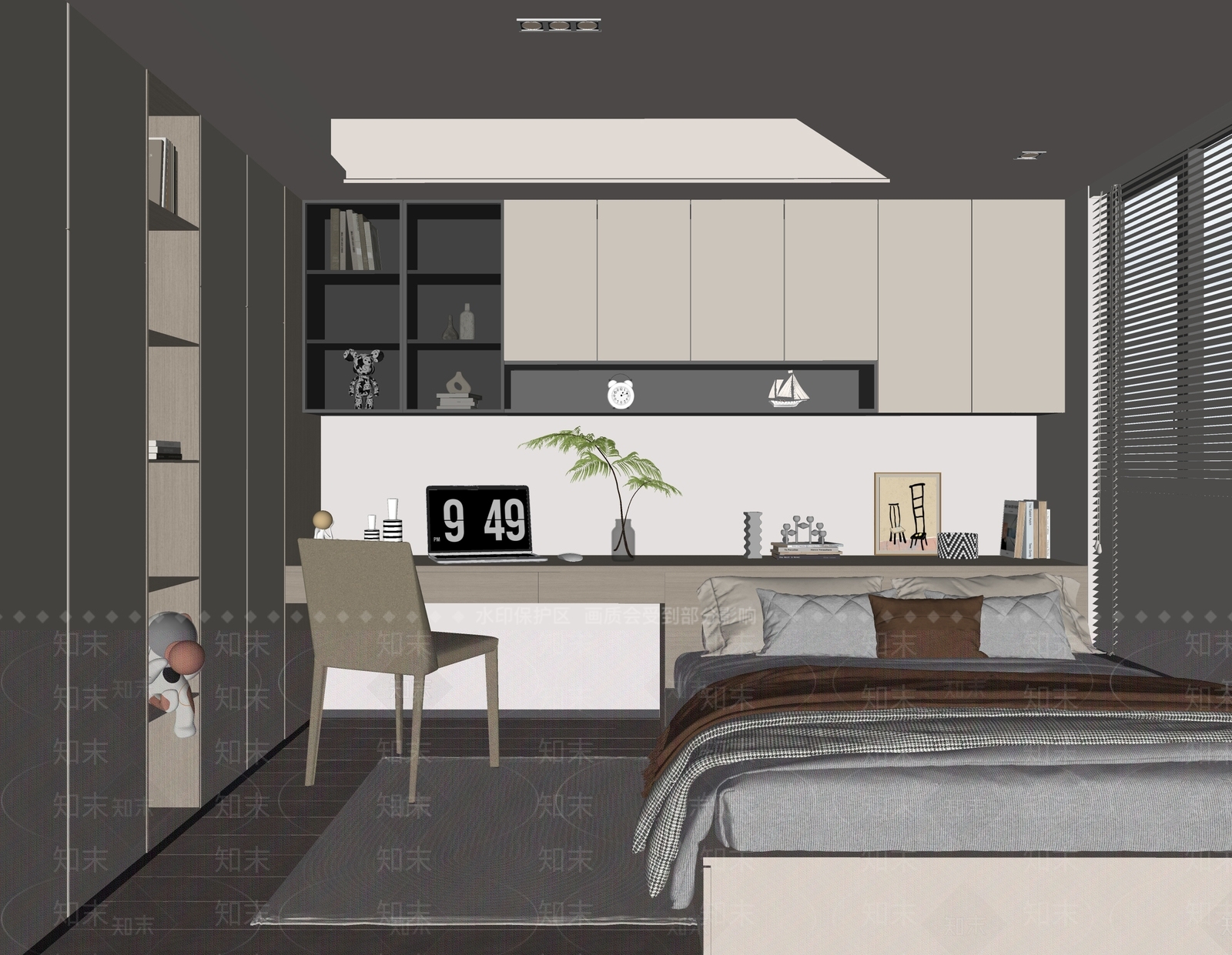 现代榻榻米卧室SU模型下载【ID:1143651320】