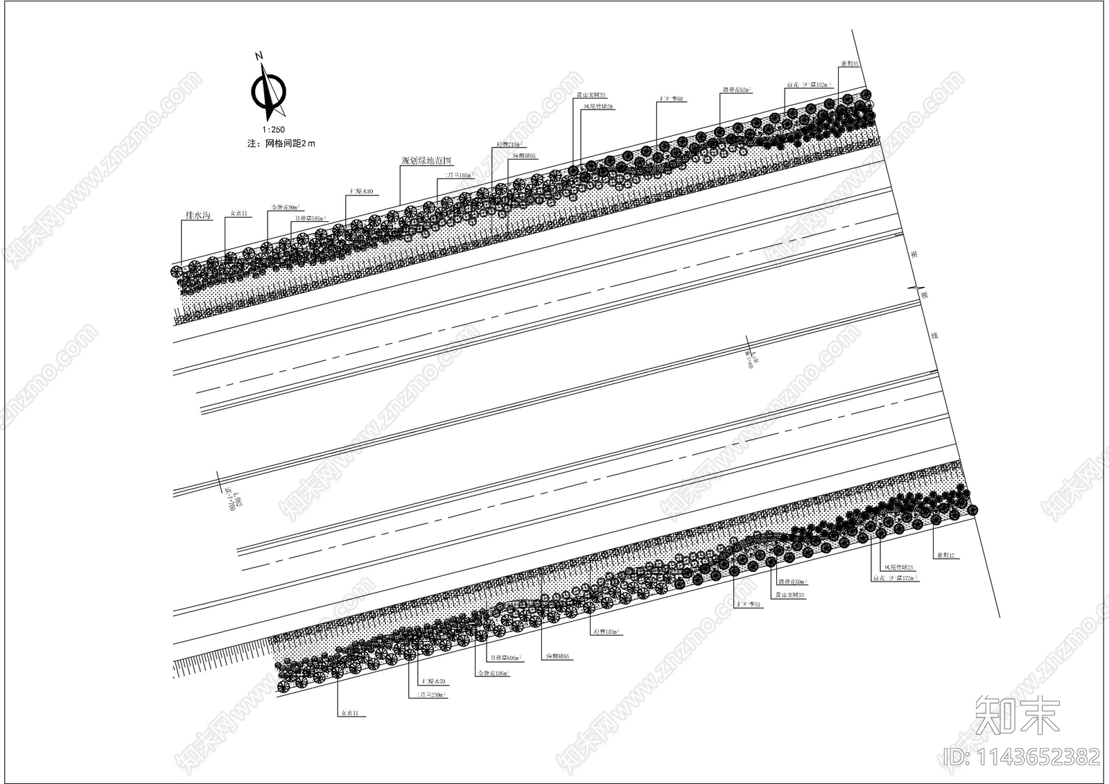 典型道路绿化cad施工图下载【ID:1143652382】