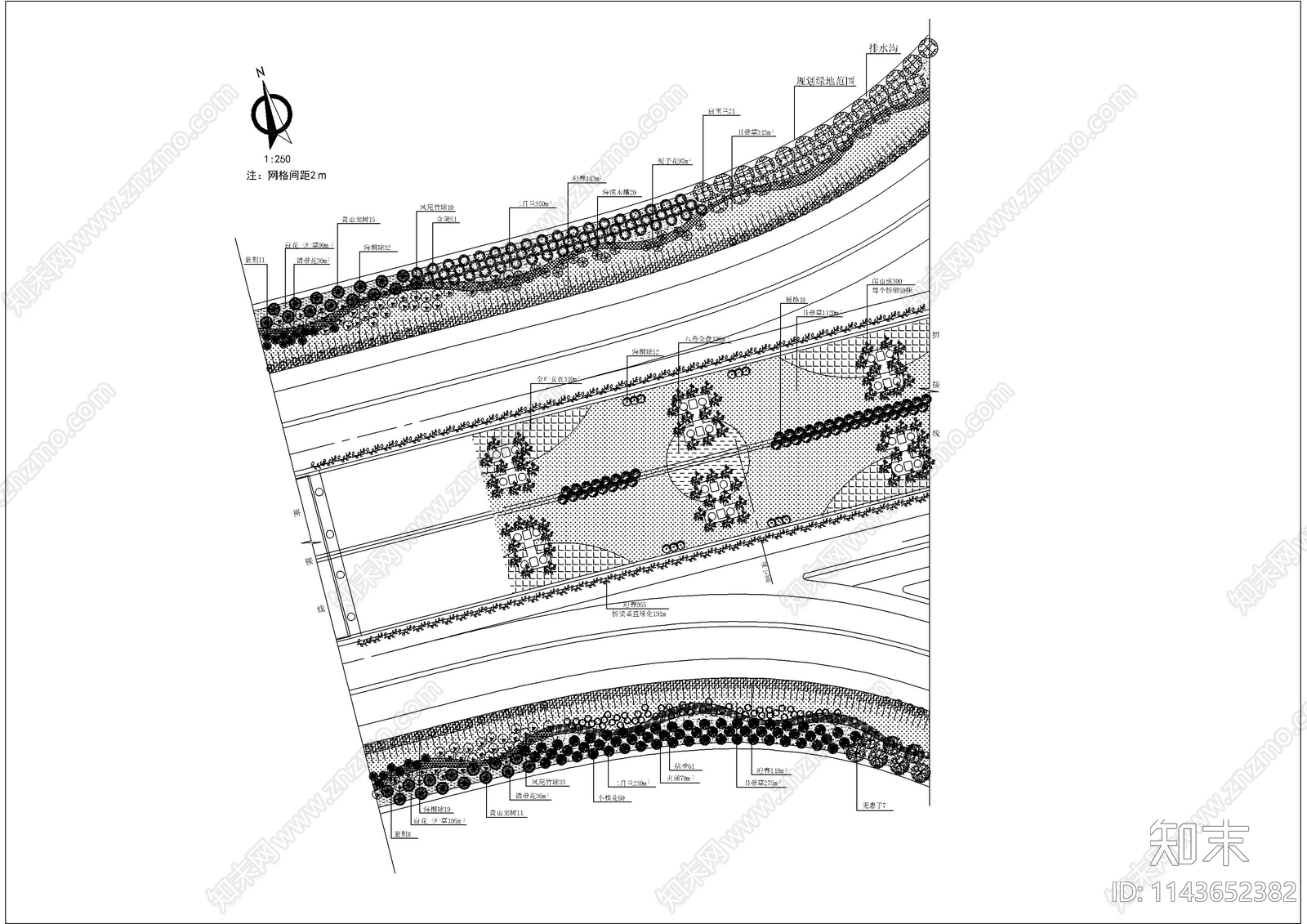 典型道路绿化cad施工图下载【ID:1143652382】