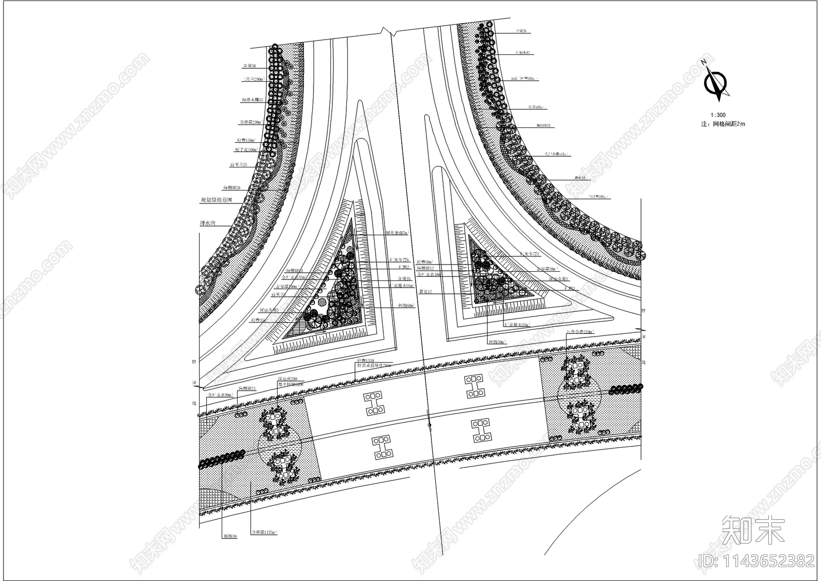 典型道路绿化cad施工图下载【ID:1143652382】