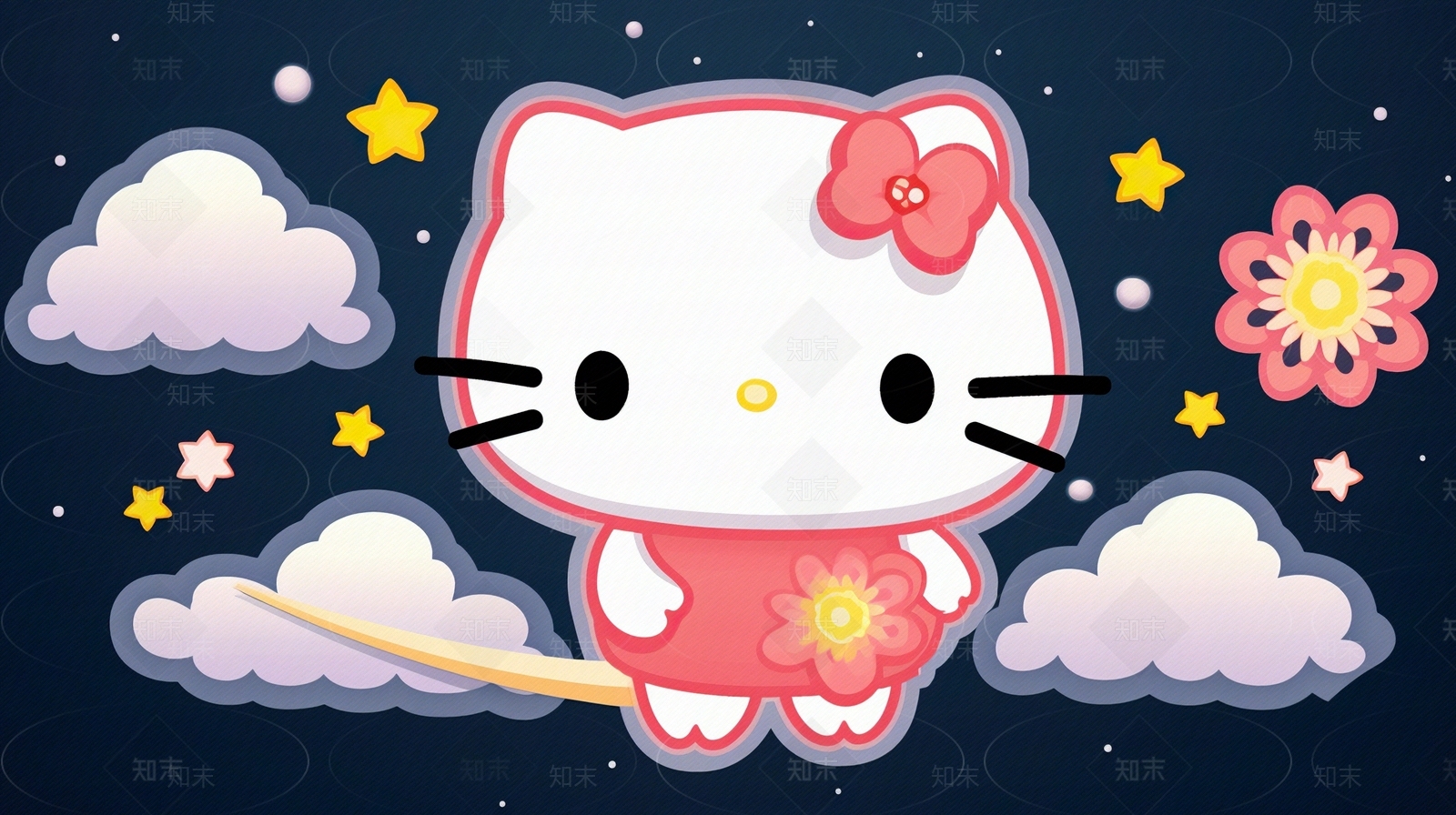 卡通猫咪儿童可爱壁纸壁画贴图下载【ID:1143653095】