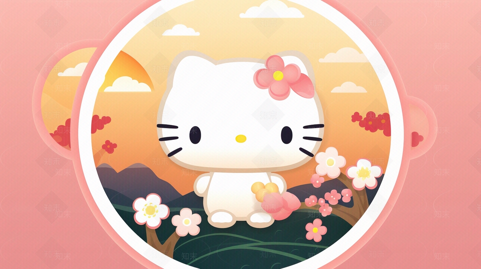 卡通猫咪儿童可爱壁纸壁画贴图下载【ID:1143653288】