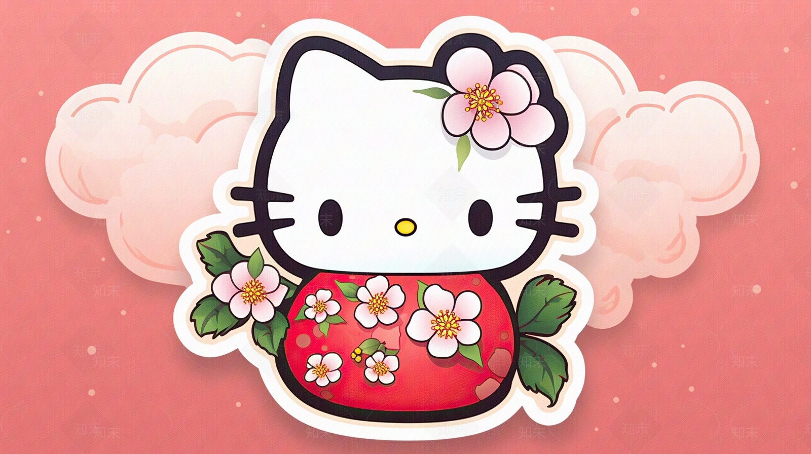 卡通猫咪儿童可爱壁纸壁画贴图下载【ID:1143653305】