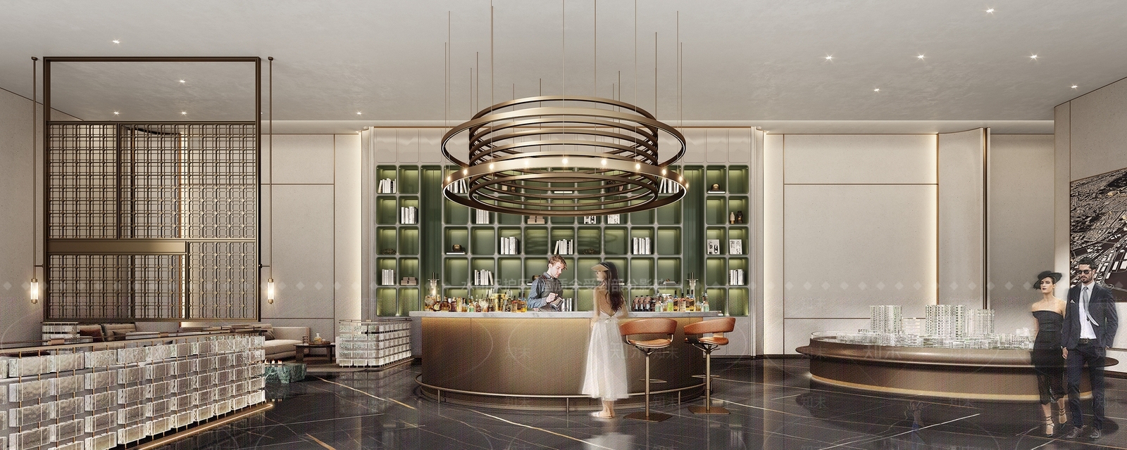 售楼处洽谈区沙盘区水吧区3D模型下载【ID:1143656300】