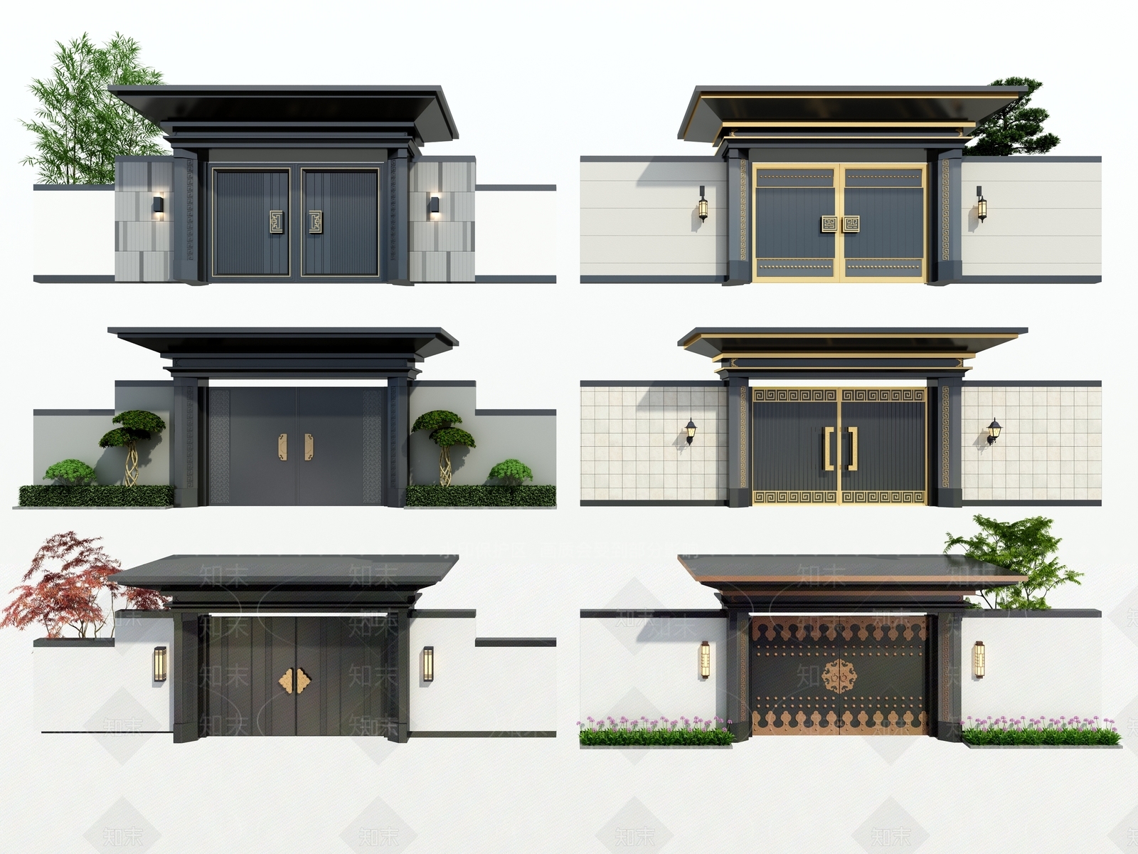 庭院入户大门3D模型下载【ID:1143661984】