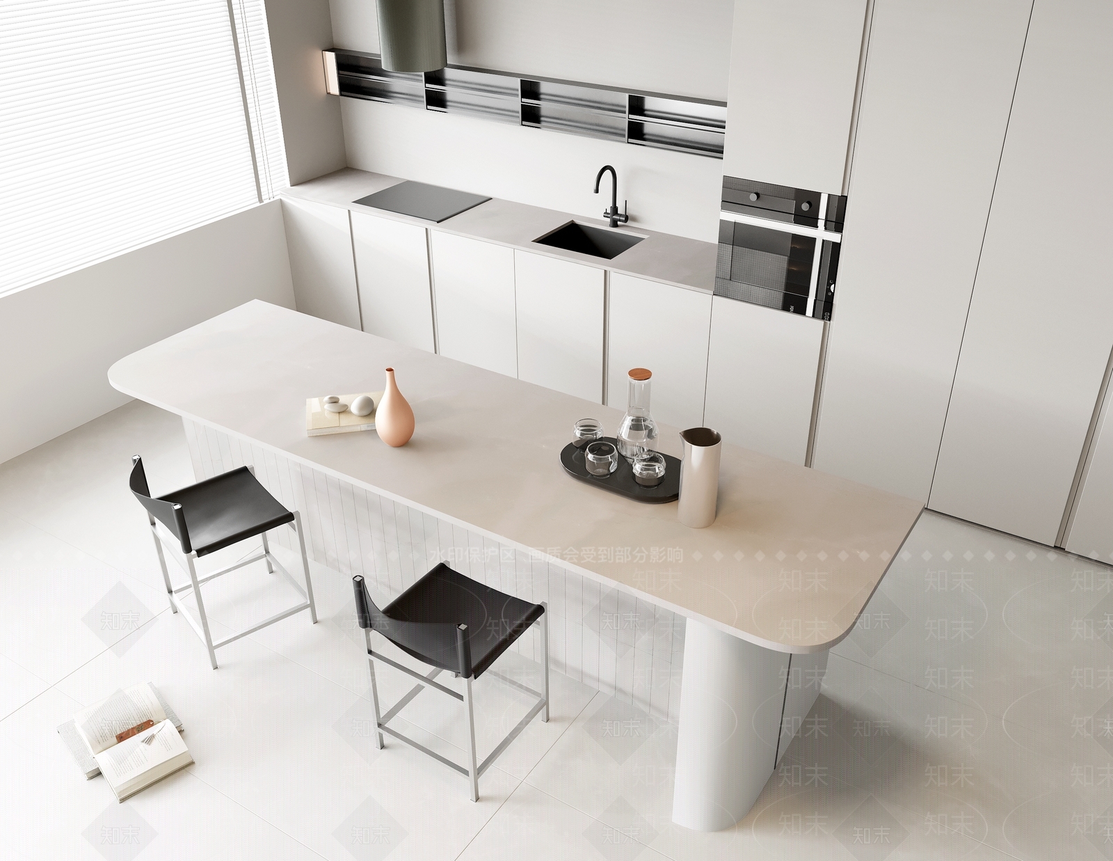 现代吧台餐桌椅组合3D模型下载【ID:1143672907】