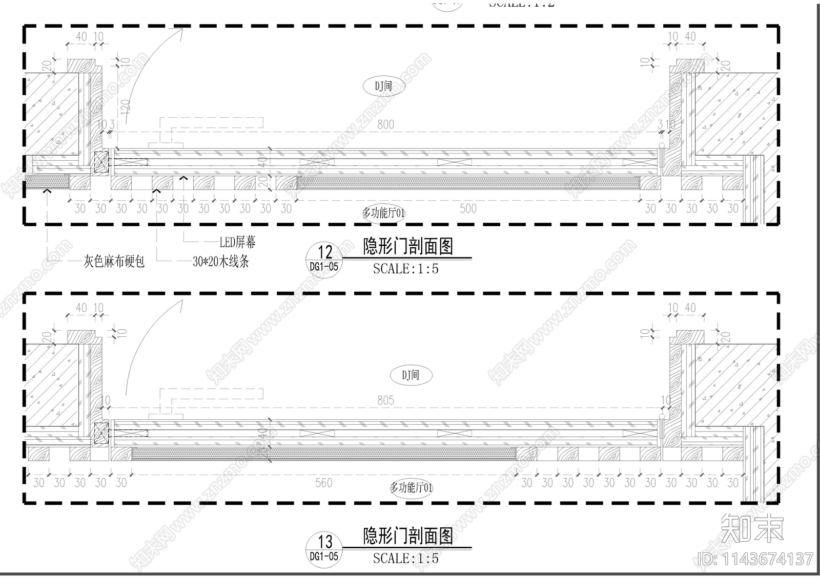 多功能室墙身大样cad施工图下载【ID:1143674137】