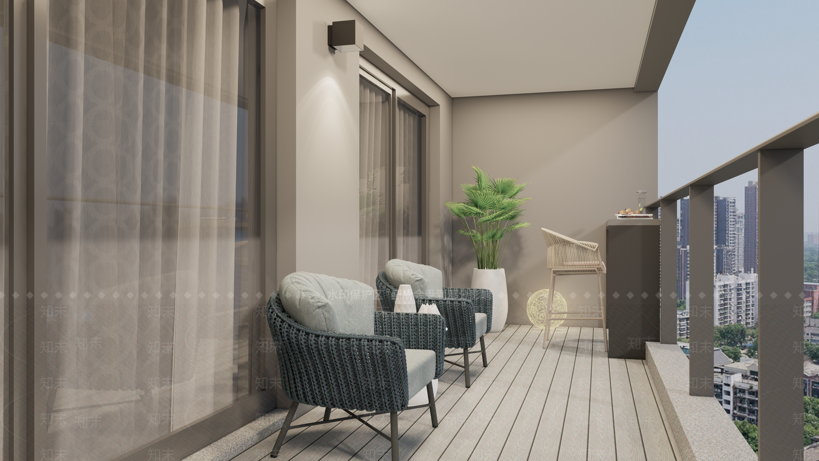 现代家居阳台SU模型下载【ID:1143677152】