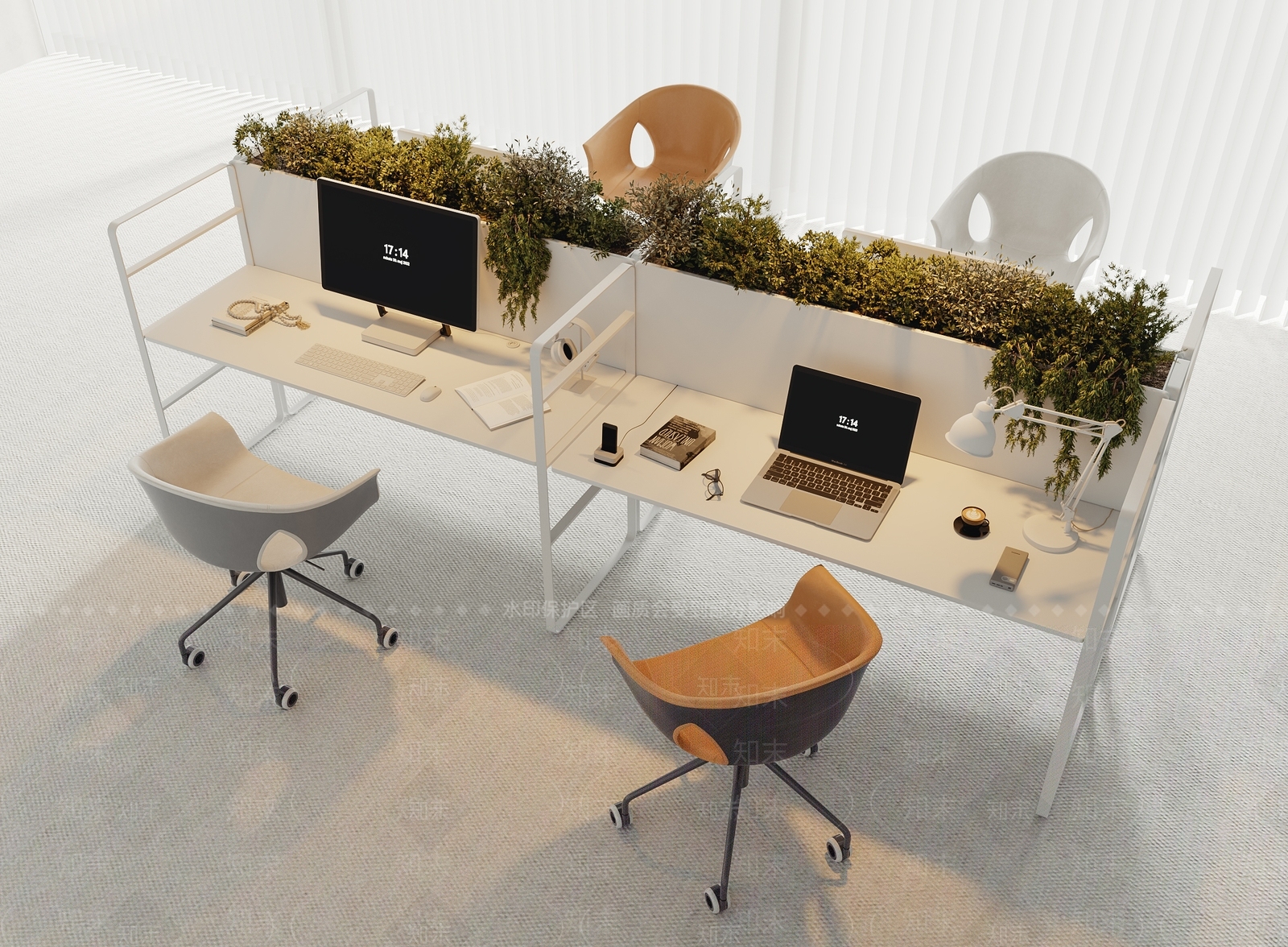 现代办公桌椅组合3D模型下载【ID:1143688245】