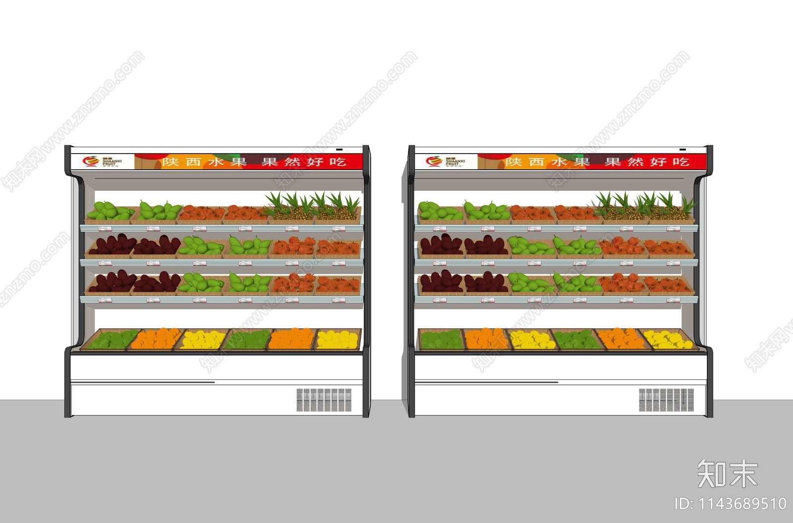 现代水果超市货柜置物架SU模型下载【ID:1143689510】