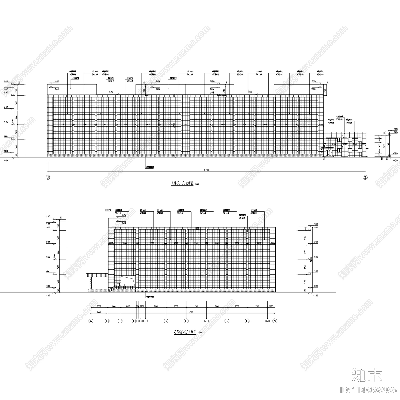 重庆四行源物流食品冷链加工冻库建筑cad施工图下载【ID:1143689996】