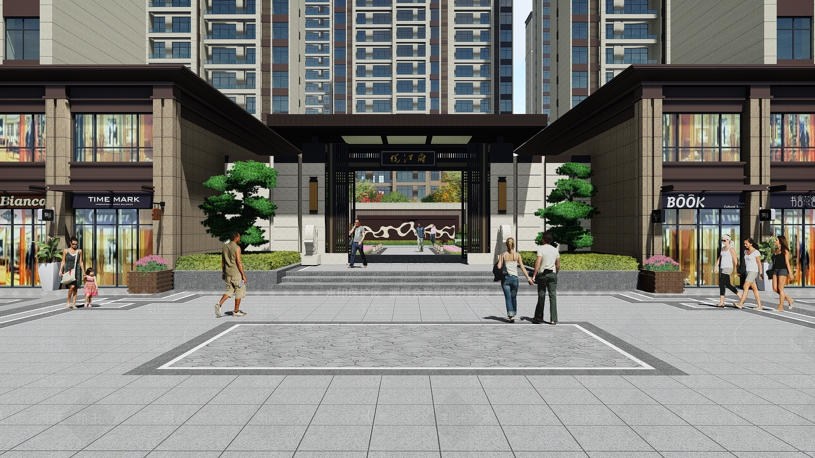 新中式东方桃苑悦江府SU模型下载【ID:1143691880】