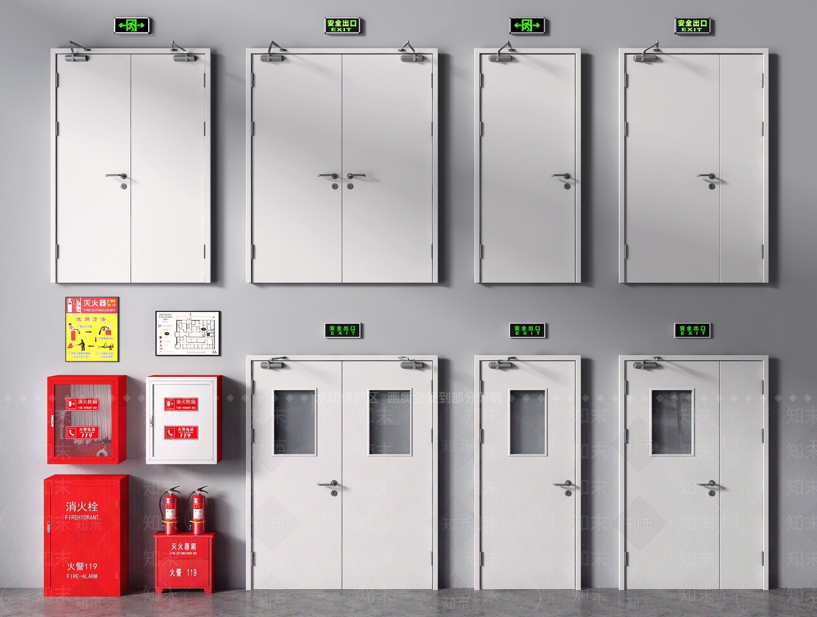 现代消防门3D模型下载【ID:1143695594】