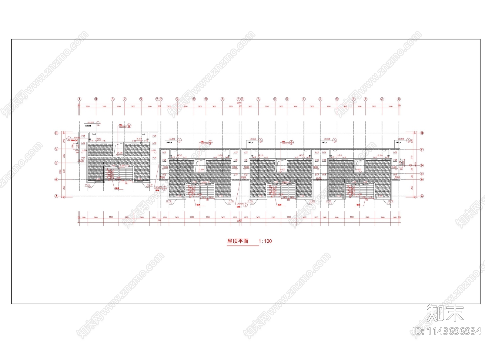 小区住宅楼建筑cad施工图下载【ID:1143696934】