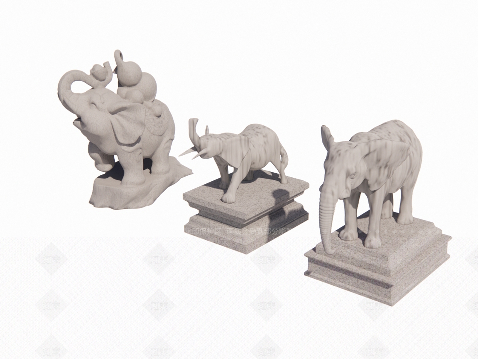 新中式大象雕塑SU模型下载【ID:1143698431】