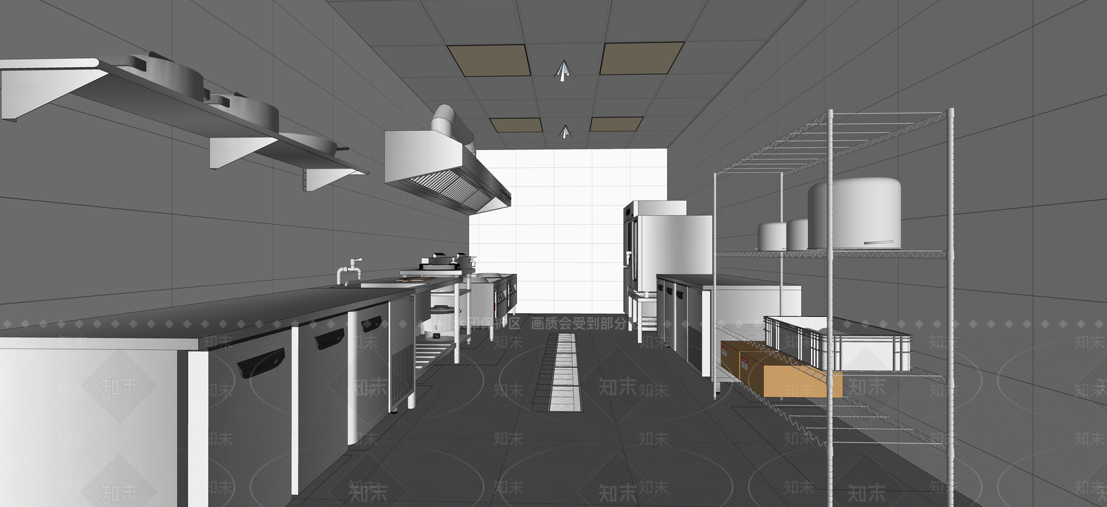现代公安局派出所厨房设计方案SU模型下载【ID:1143701188】